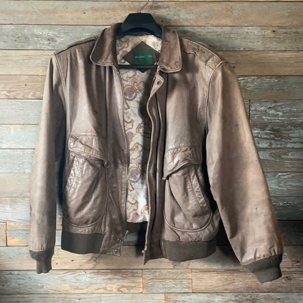 Hill and Archer Brown Leather bomber/flight jacket
